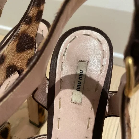Miu Miu Leopard Pony Hair Sandals 38.5 - Picture 5 of 6